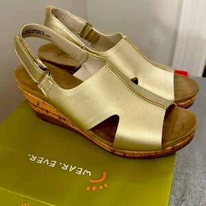Gold Wedge Sandals. By Wear.Ever size 7